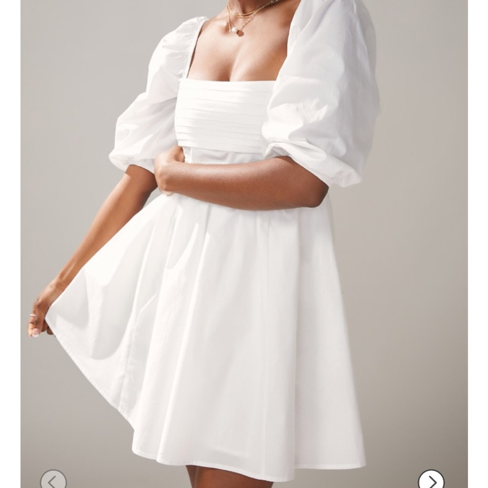 FRANCESCAS WHITE PUFF SLEEVE MINI DRESS